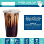 10/20/50pcs Transparent Disposable Coffee Cup Without Straw Suitable for Smoothies and Cold Drinks