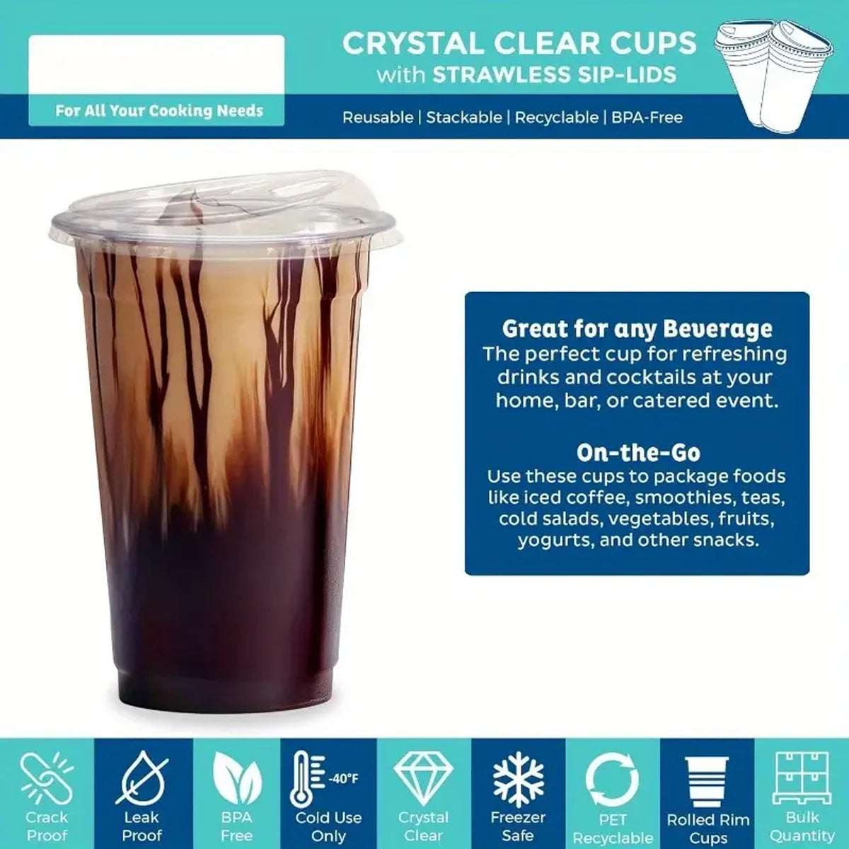10/20/50pcs Transparent Disposable Coffee Cup Without Straw Suitable for Smoothies and Cold Drinks
