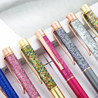 Lytwtw's Ballpoint Pen Oil Metal Office School Supplies Stationery Spinning Rose Gold Gift Cute Clip Glitter