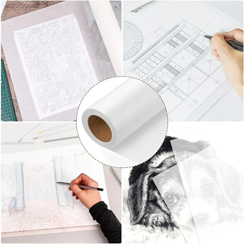17in x 25yd, White Trace Paper Pattern Paper Translucent Tracing Paper for Sewing, Drawing, Sketching, Gift Wrapping
