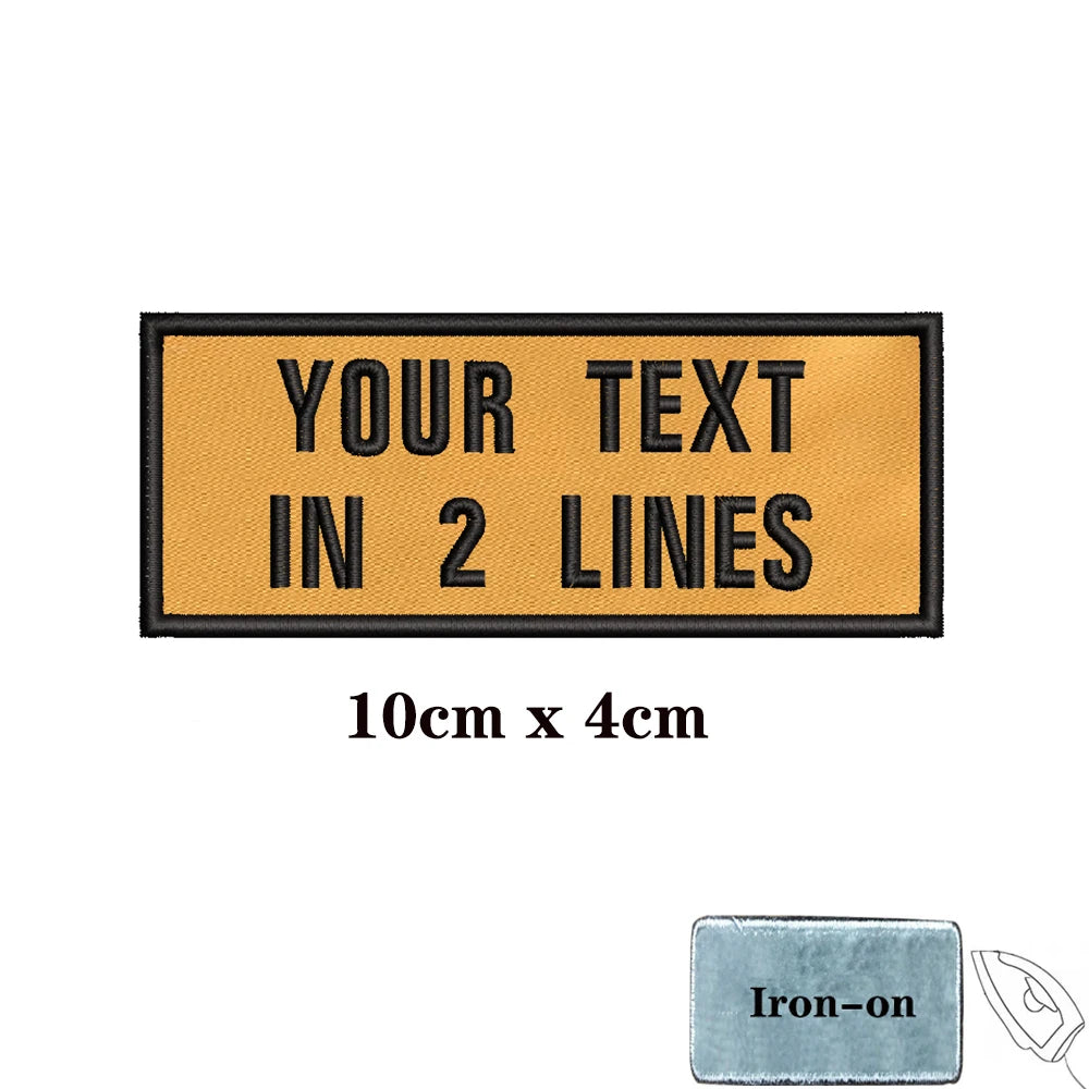 1PC Custom Personalized Name number Patch Stripes Badge tags chevrons Armband Iron On Or Hook Loop embroidered yellow