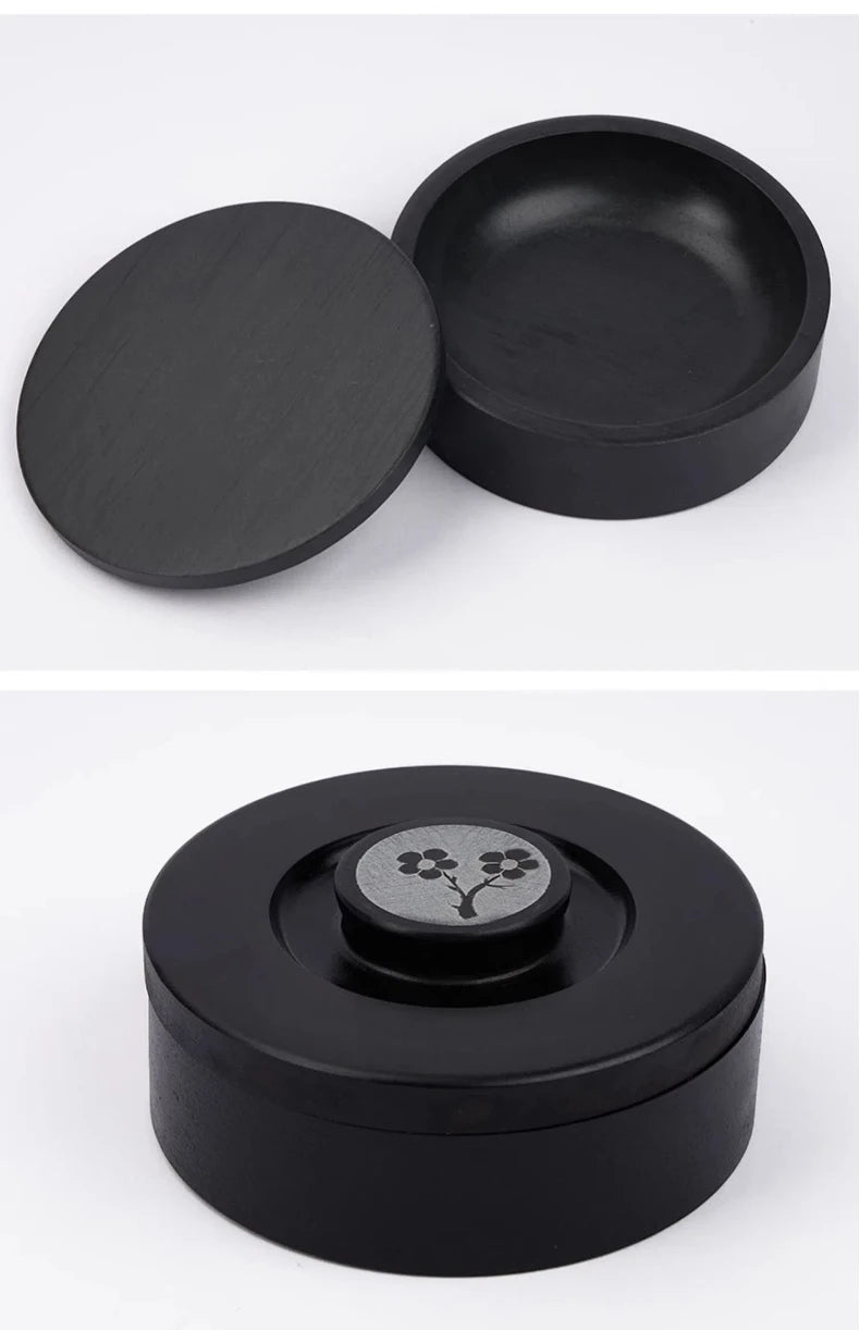 Natural Raw Stone Inkstone Chinese Brush Writing Painting Circular Inkstone Vintage She Inkstone Cartridge Calligraphy Supplies