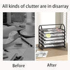 Sliding Paper Tray Organizer Metal Mesh Desktop File Storage Rack Document Letter Holder for Office Home School Classroom