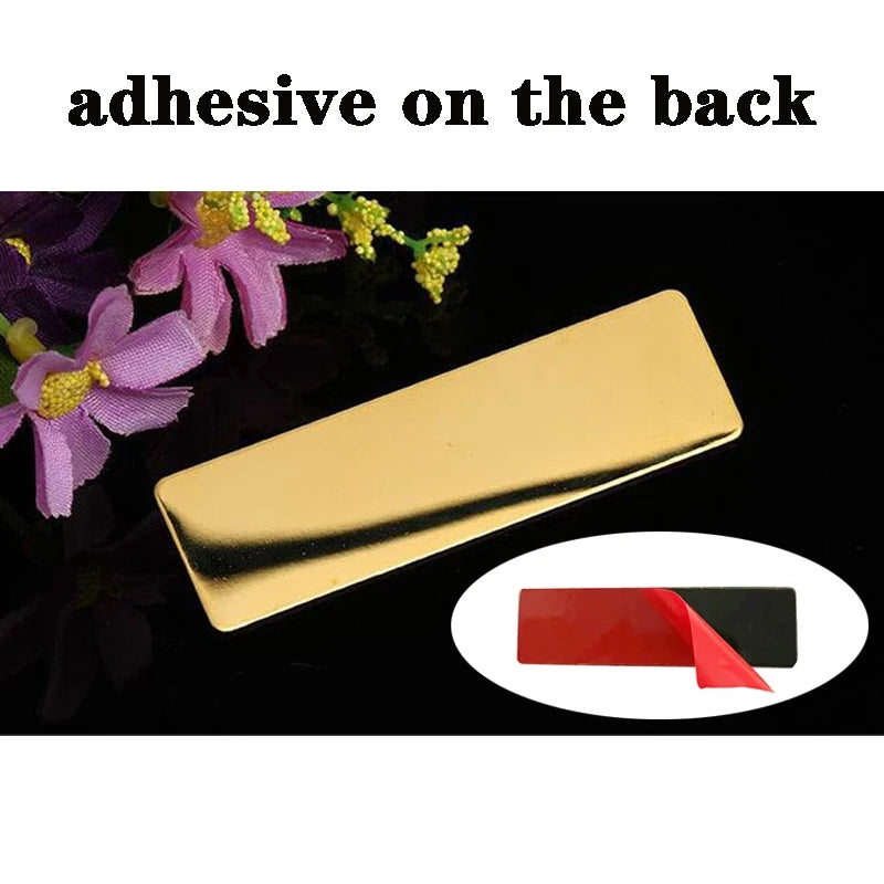 10pcs Laser Engraving Name Badge Holder Round Corner Gold Color Stainless Steel Badge Blank Material 70x20mm