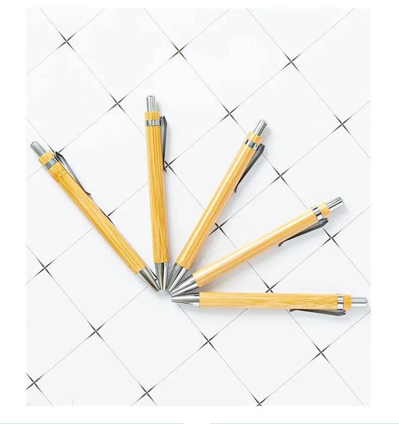 30Pcs Bamboo Wood Ballpoint Pen 1.0mm Tip Office School Wrting Stationery Business Signature Ball Pens Bamboo Pen