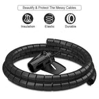 2M Cable Tube Clip Flexible Spiral Wire Protector Computer Cord Protective Tube Clip Cable Organizer Desk Tidy Management Tools