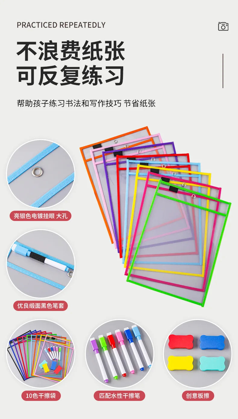 File Set Hanging Set Storage Bag Pet Transparent Dry Erase Bag Document Holder Clear Plastic Organizer Pouch