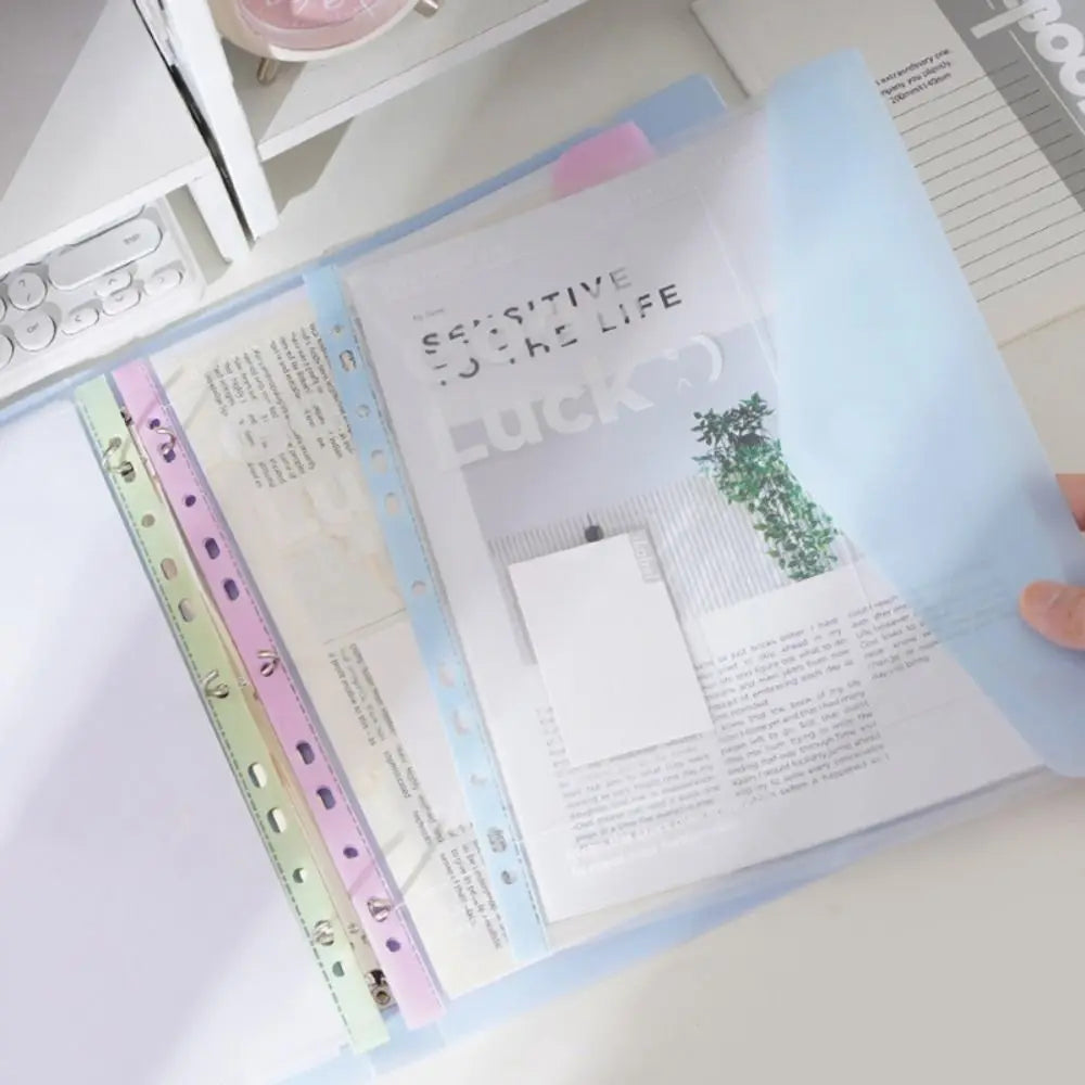 INS Style Loose Leaf A4 File Folder Transparent Detachable Data Book Students Stationery Office Storage Booklet School Office