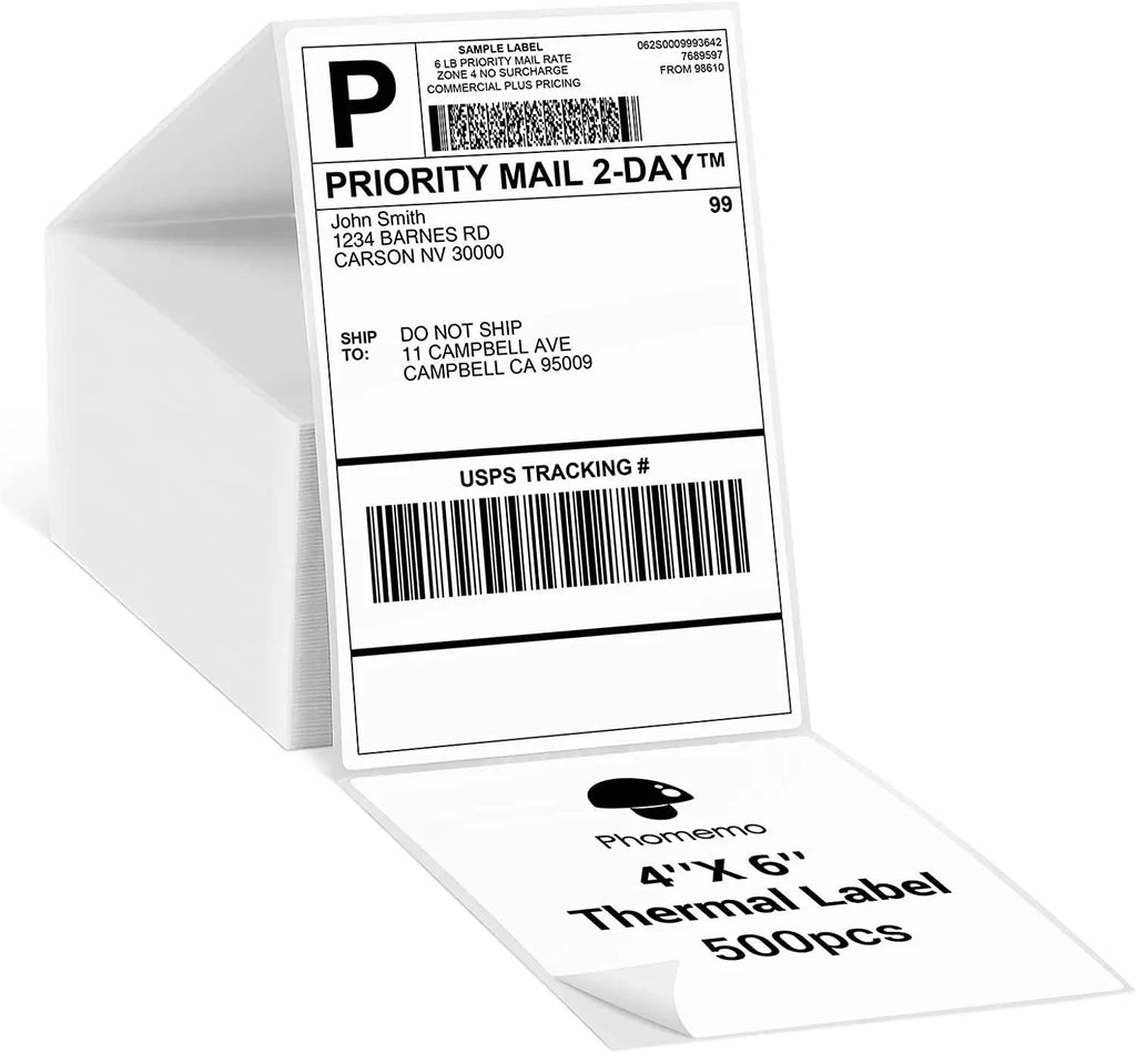 500 Pcs Thermal Shipping Waybill Label Stickers 4x6 A6 For Phomemo Pm-241bt D520bt 246s Portable Labeler Printer Mailing