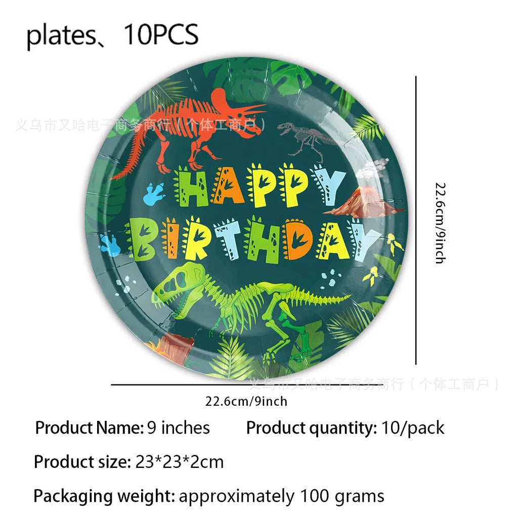 Jurassic Dinosaur Party Dinosaur Fossil Disposable Tableware Plate Cup Napkins Dinosaur Theme Birthday Party Decor Supplies