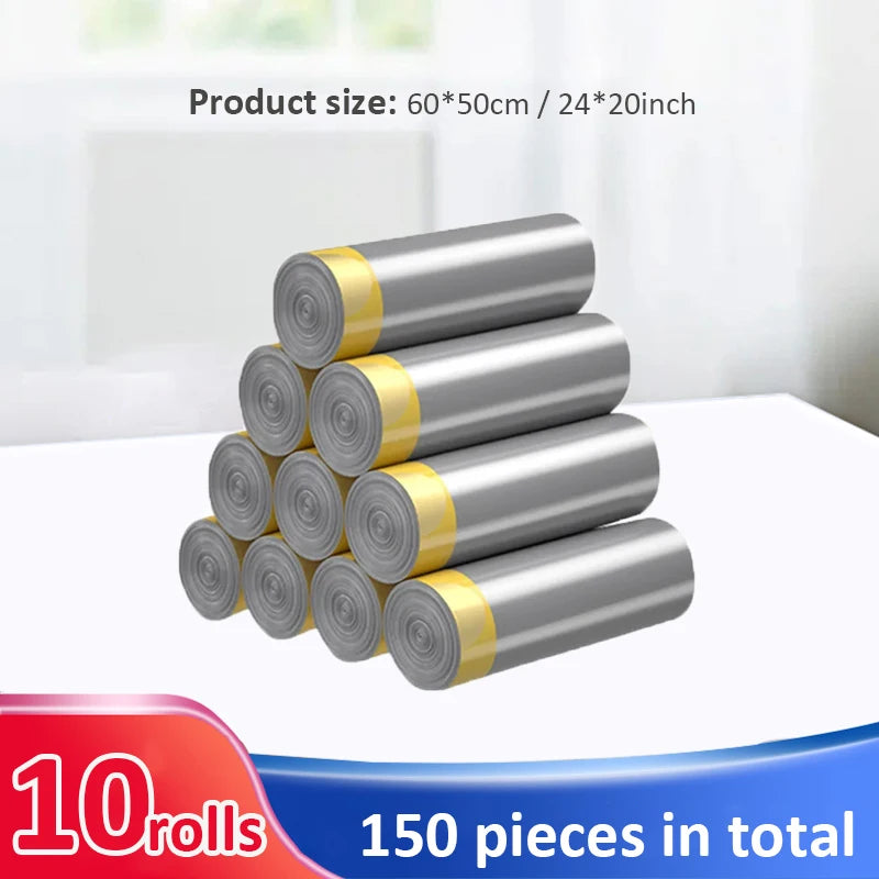 5/10/15/20 Rolls Drawstring Trash Bags for Kitchen Trash Can Thicken Large Capacity Garbage Bag Plastic Home Dustbin Storage Bag