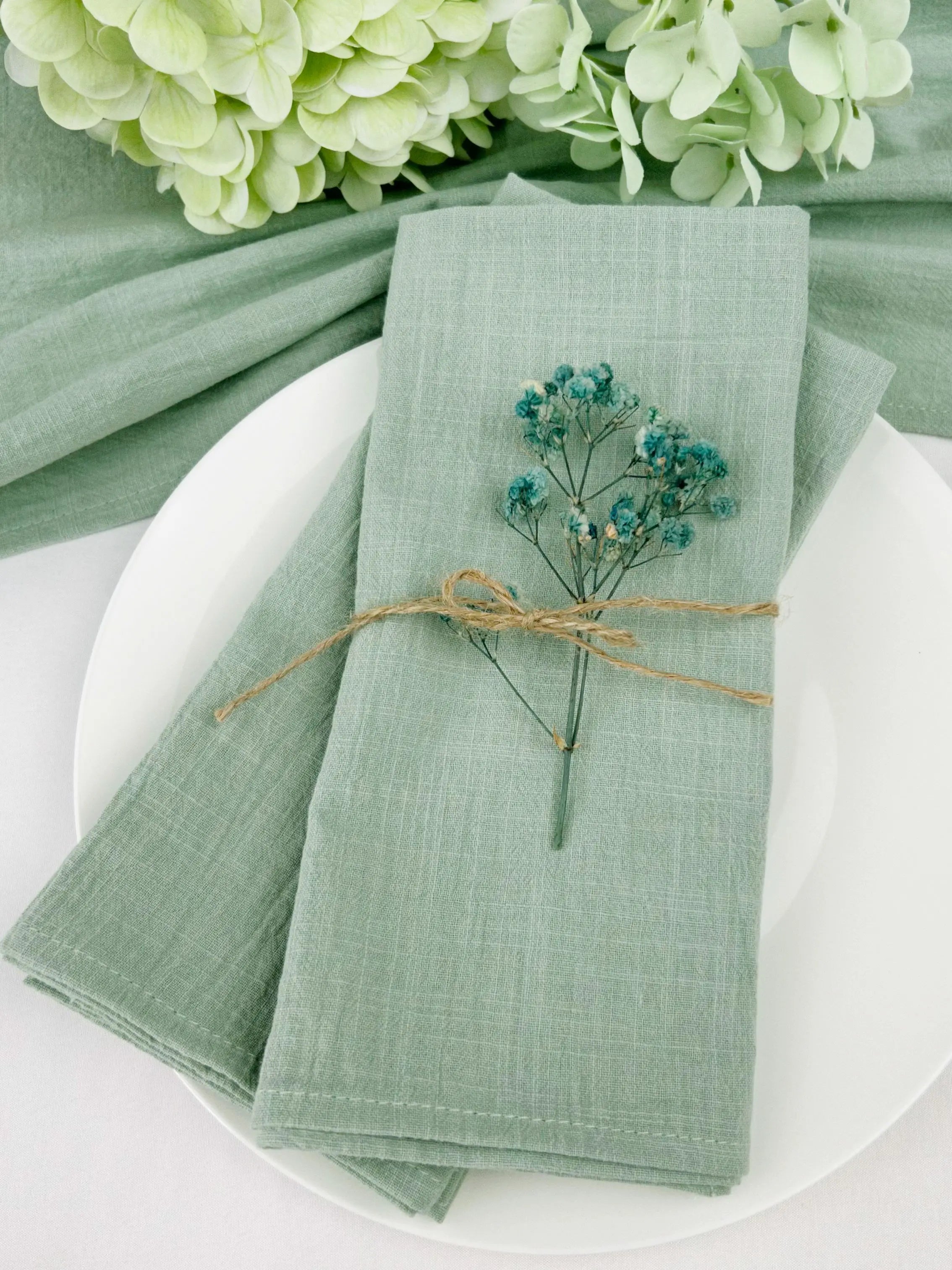 4PCS 30x45cm 100% Cotton Christmas Green Napkin Blue Reusable Wedding Party Table Decor Retro Napkins