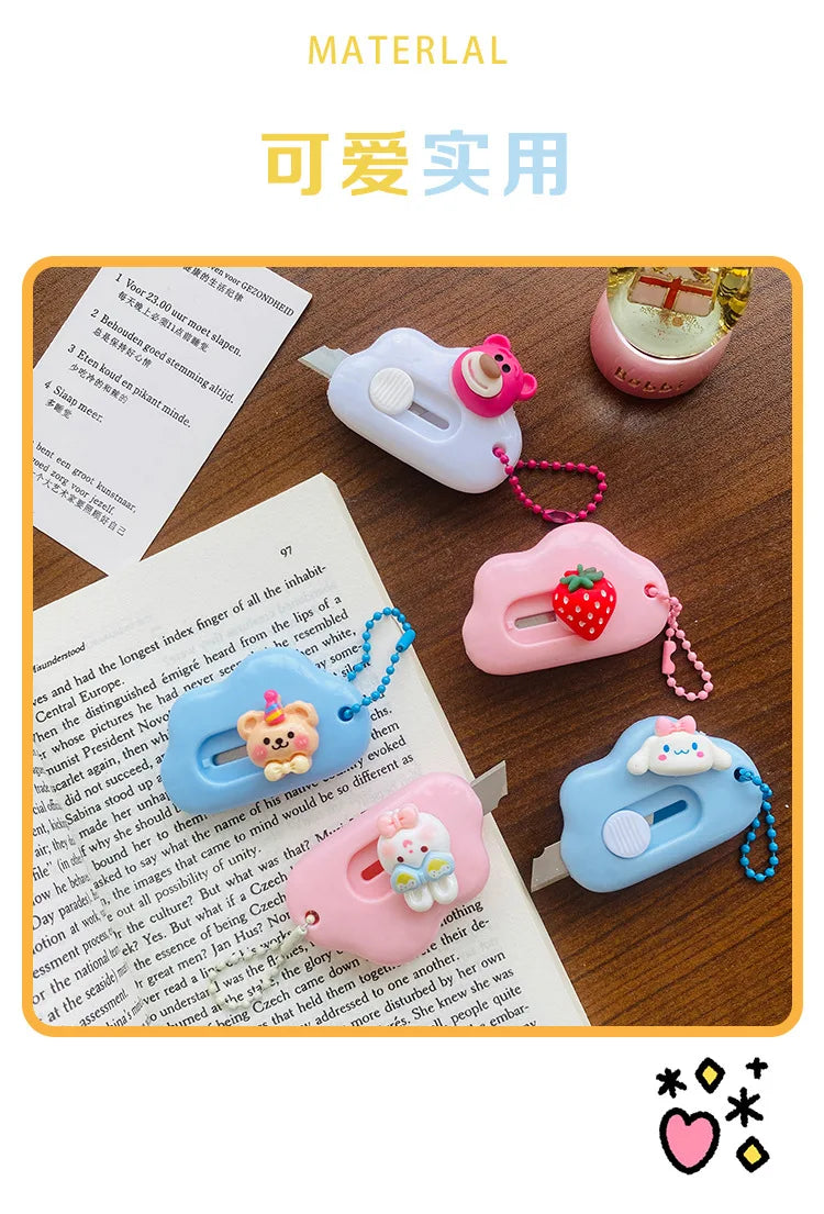1pc Dopamine Cloud Mass Letter Opener Cartoon Cute Utility Knife Student Mini Box Cutter Hand-made Sharp