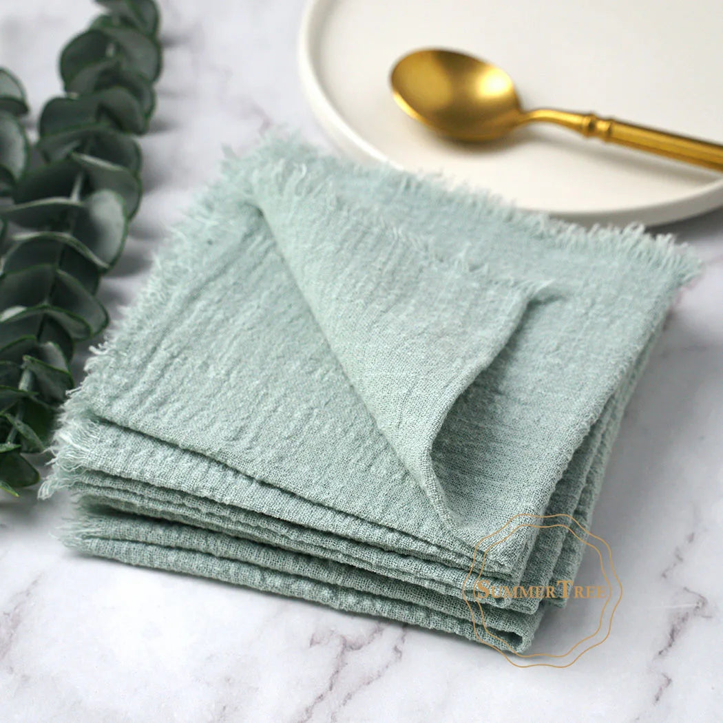 10pcs 32x32cm Cotton Gauze Napkins Retro Burr Design Napkin for Vintage Wedding Receptions Banquets Christmas Table Decoration
