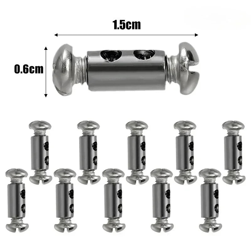 100/10pcs Steel Wire Rope Clamps Double Hole Suspension Cable Clamp Cross Screw Adjustment Telescopic Lock Fastener Copper Clips