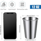 5 Pack Stainless Steel Cups Pint Cup Tumbler Metal Cups Stackable Cup 350ml Metal Drinking Glasses for Travel Outdoor Camping