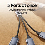 NNBILI 3 in 1 USB A/Type C Splitter HUB Expansion Cable Multi Port Expander Phone Charger  Adapter OTG Charging For Phone Table