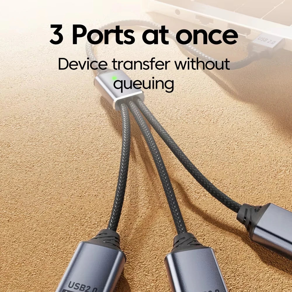 NNBILI 3 in 1 USB A/Type C Splitter HUB Expansion Cable Multi Port Expander Phone Charger  Adapter OTG Charging For Phone Table