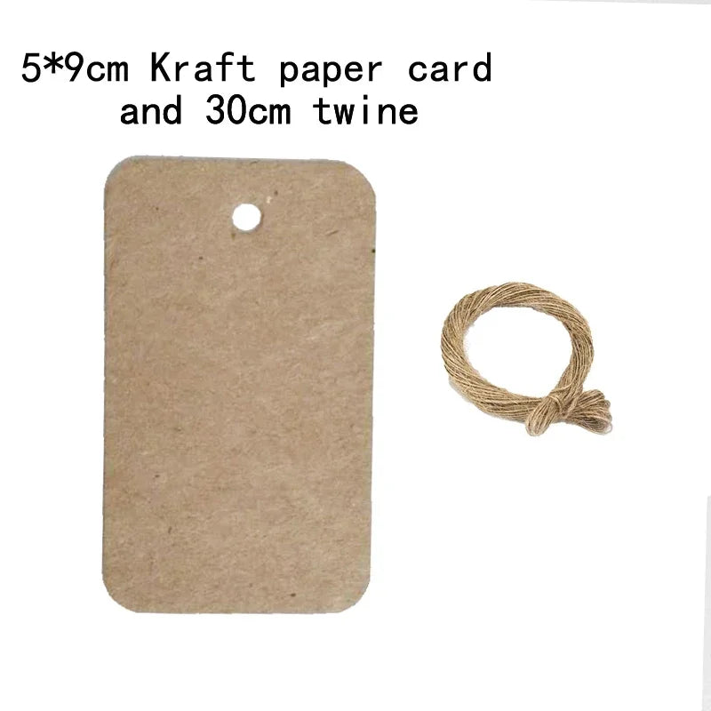 50PCS DIY Kraft Paper Tags Label Paper Price Tag Name Vintage Wedding Hanging Tag  Wrap Gift Wrapping Blank Label Crafts