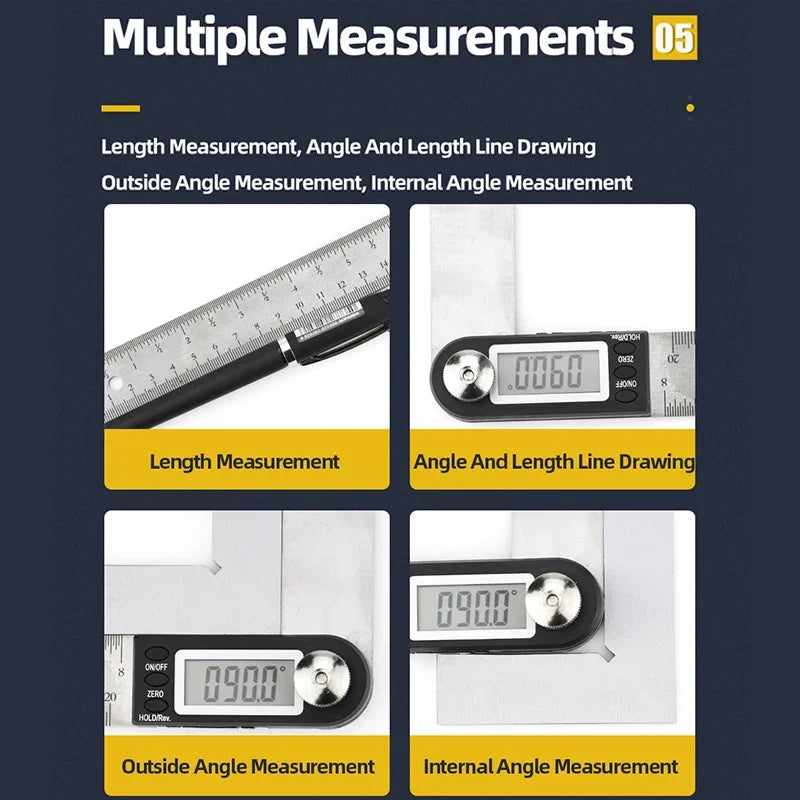 Electronic Digital Display Angle Ruler 360 Degree Woodworking Measuring Angle Instrument Protractor Angle Meter Goniometer