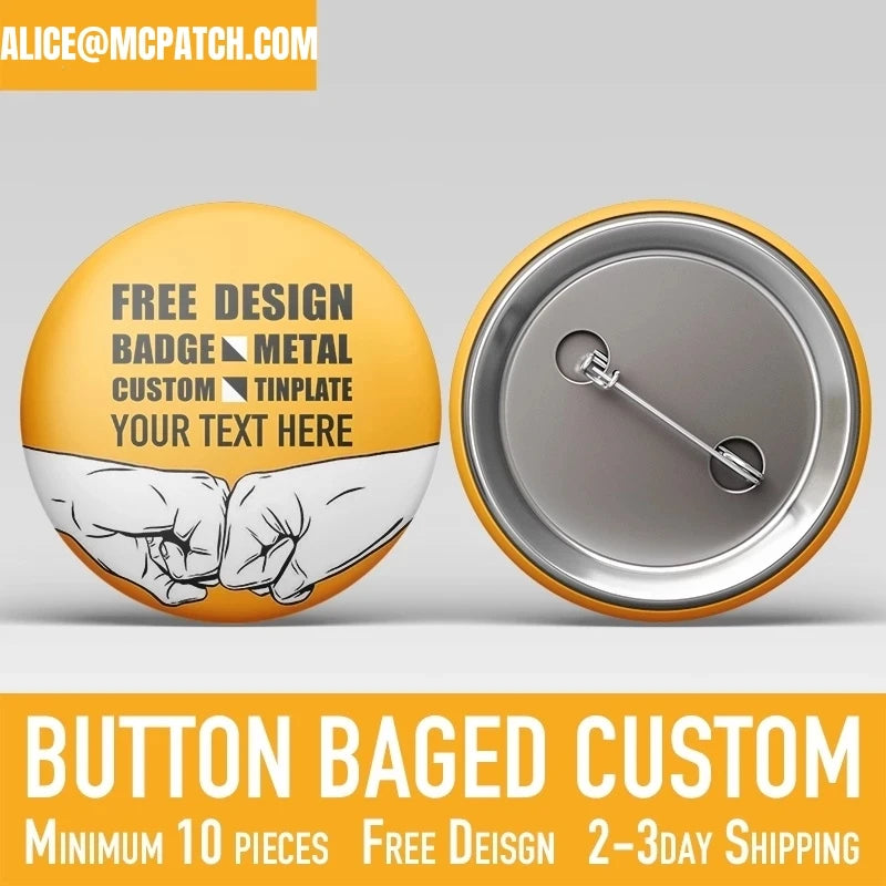 Diy Round Badge Custom Own Tinplate Brooches Personalized Photo Handwriting Text or Graphic Pins Acccessory Gifts for Boys Girls