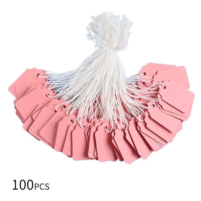 100pcs Jewelry Price Label 22x35mm Colorful Adhesive Hanging Tag Jewelry Number Paper Label with Rope Handwritten Blank Label