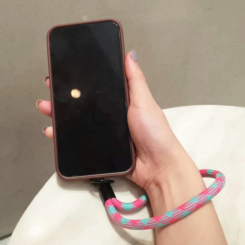 Phone Lanyard Wrist Strap Woven Phone Lanyard Creative Keychain Hanging Rope Anti-lost Security Wristband Universal Short Rope