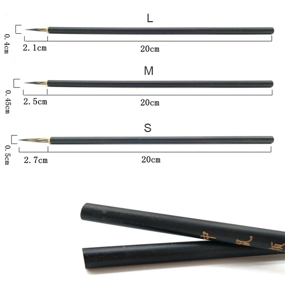 3pcs/set Hook Line Fine Paint Brush Copper Head Chinese Calligraphy Brush Pen Paint Brush Art Stationary Oil Painting Brush