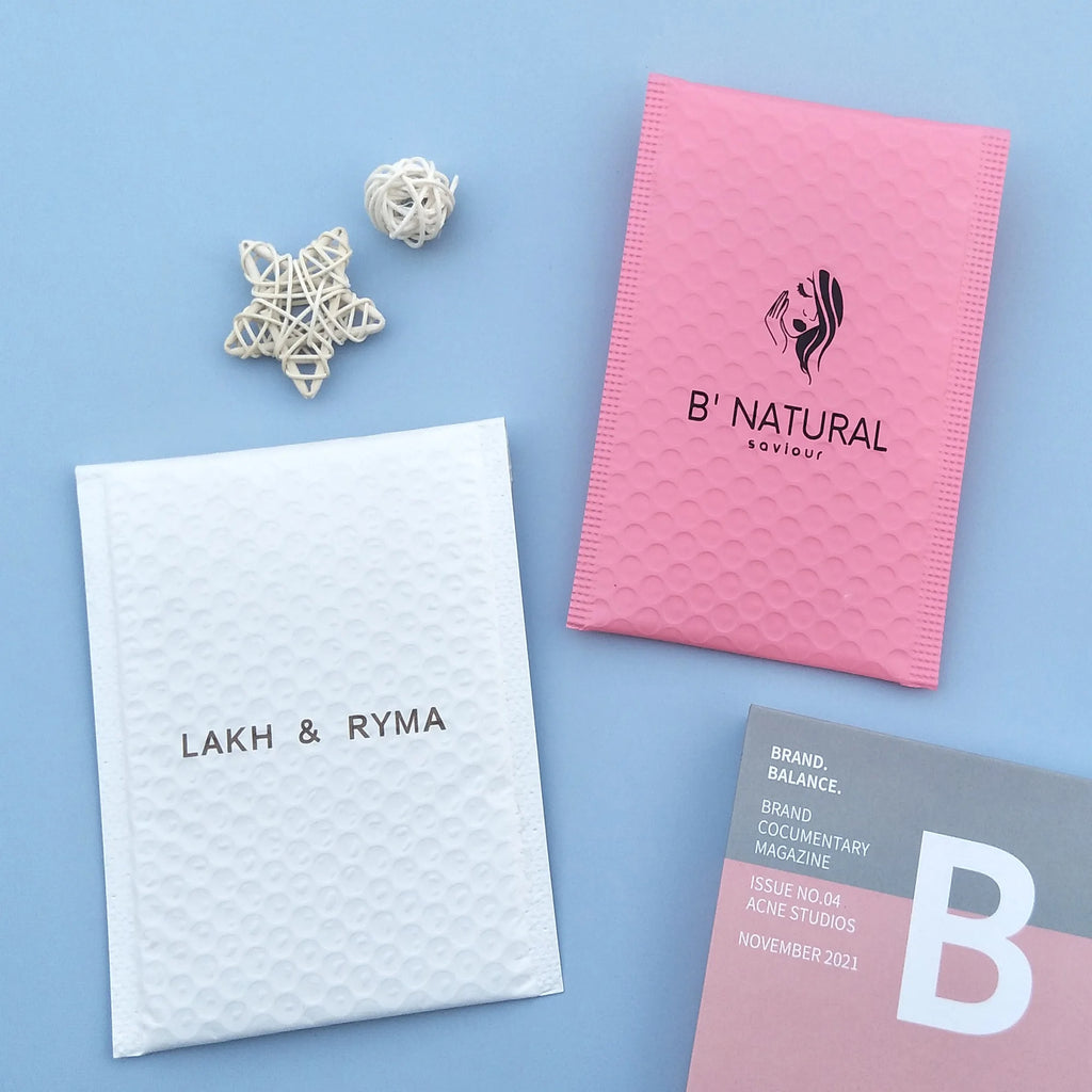 50pcs Poly Bubble Envelope Bags with Logo Printed Padded Shipping Envelopes With Bubble Mailing Bag Shipping Gift Packages Bags