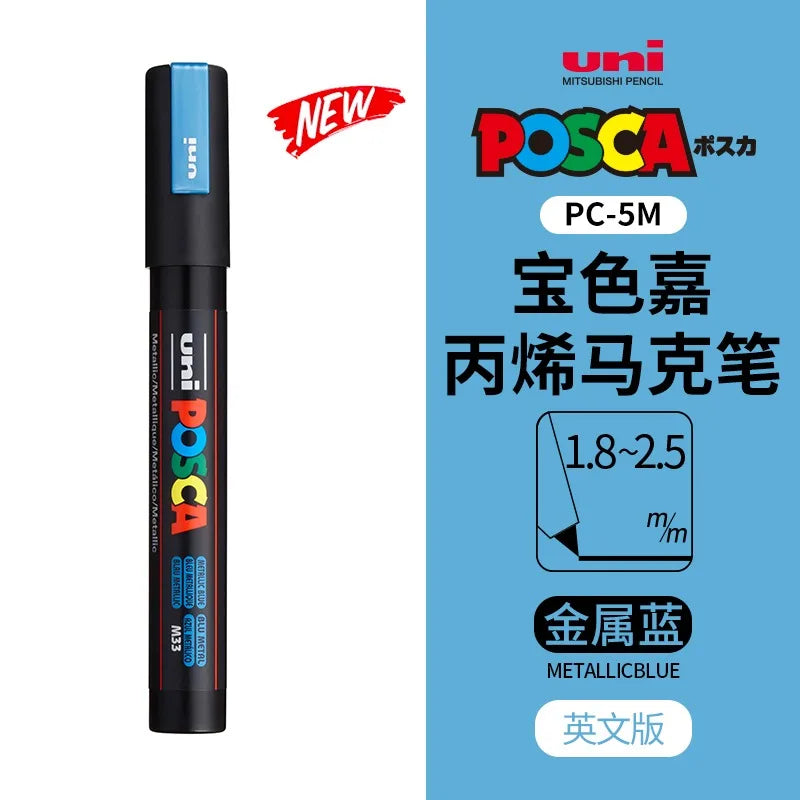 uni POSCA POP Water-Based Marker,Assorted Colors PC-1M/3M/5M 0.7~2.5mm Tips Professional Acrylic Paint Pen for Artists&Designers
