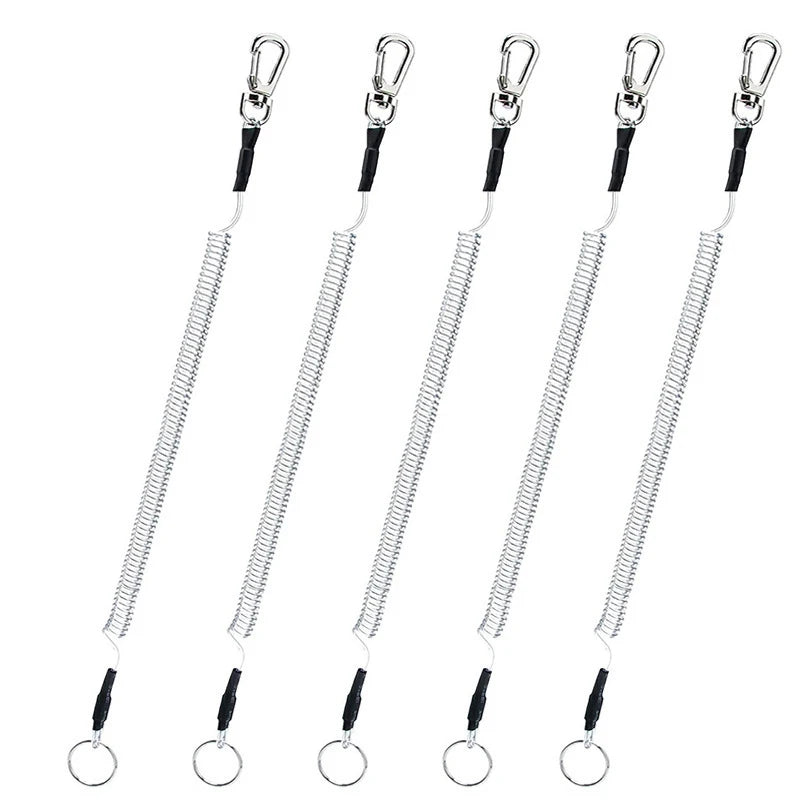 1.2m/2m/3m Max Stretch Plastic Spring Elastic Rope Fishing Lanyards With Carabiner Boating Ropes Anti-lost Phone Keychain Lock