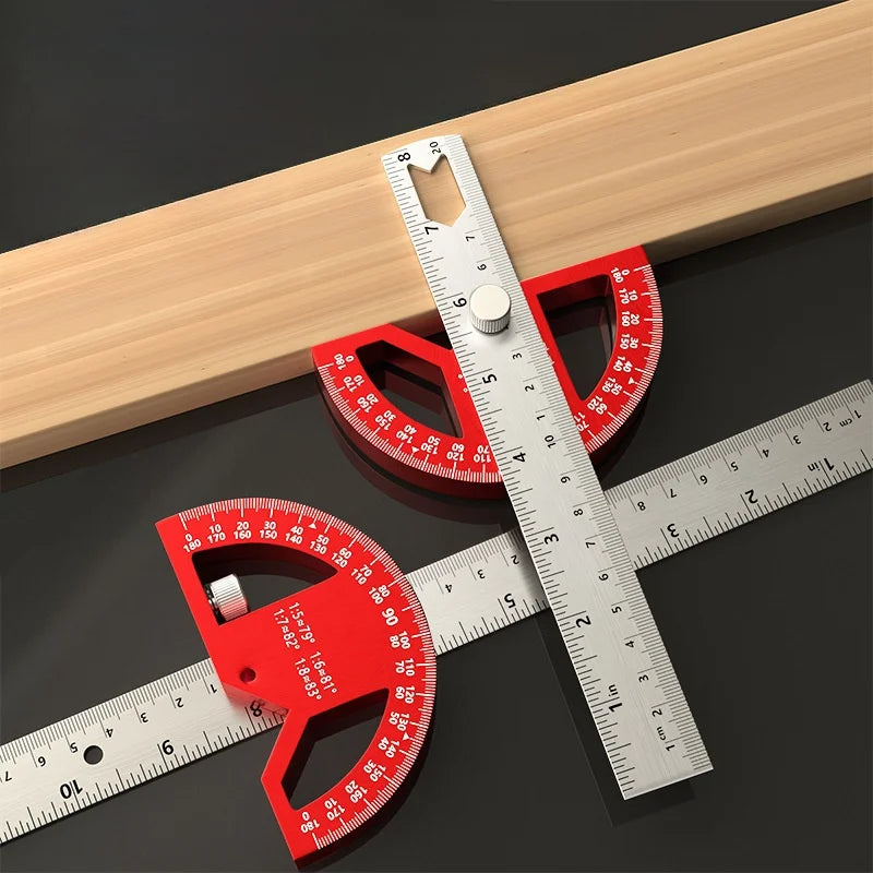 8/12Inch 180° Protractor Aluminum Alloy / Plastic Angle Finder Angle Ruler Woodworking Tools Measuring Ruler Meter Goniometer