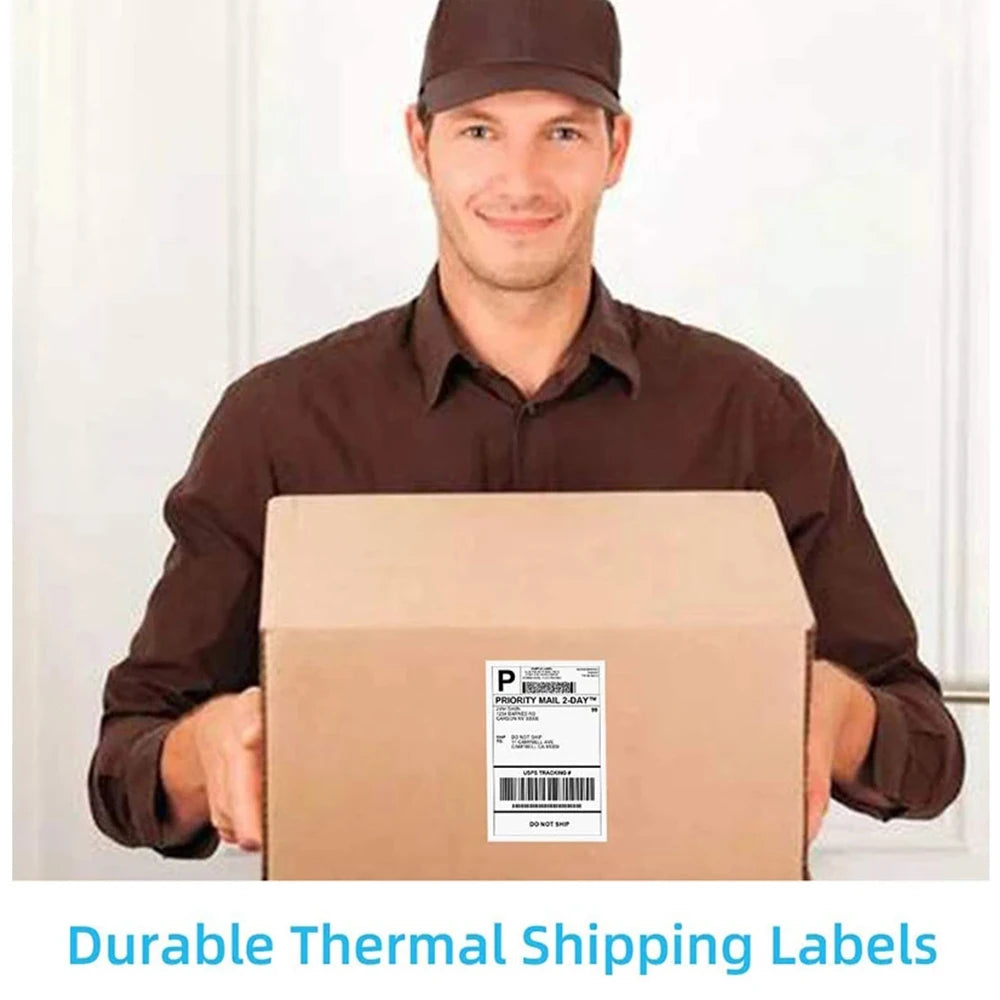 4*4'*100 Sheets Adhesive Shipping Label Waterproof Thermal Label Thermal Transfer Label Sticker Small Ticket Paper