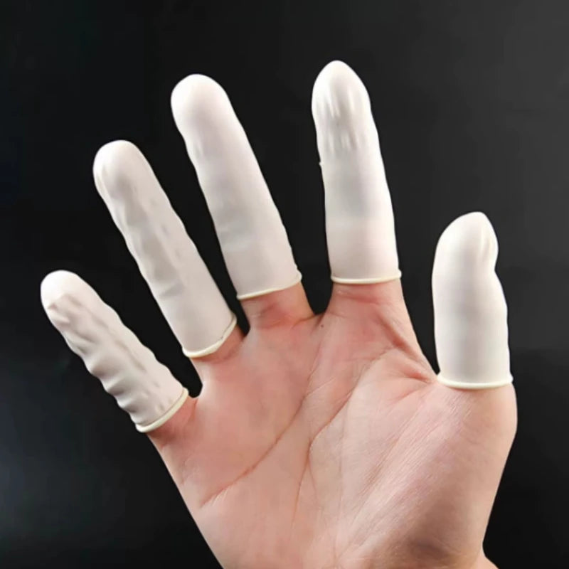 100/200pcs Disposable Finger Gloves One Size Fits All Anti-Slip and Anti-Static Latex Finger Gloves Fingertip Protection Gloves