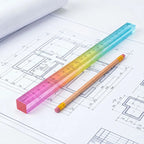 MOTARRO Colored Ruler and Cube – 2-in-1 Geometric Drawing Tool, Math Learning Stationery Set, Drawing and Measuring Supplies, Mu