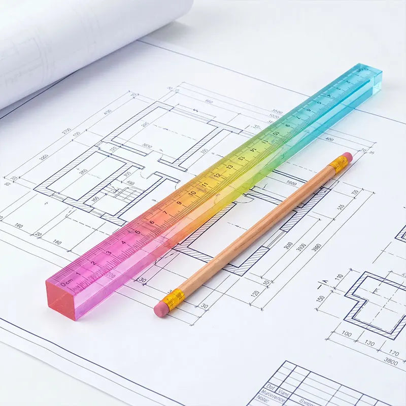 MOTARRO Colored Ruler and Cube – 2-in-1 Geometric Drawing Tool, Math Learning Stationery Set, Drawing and Measuring Supplies, Mu