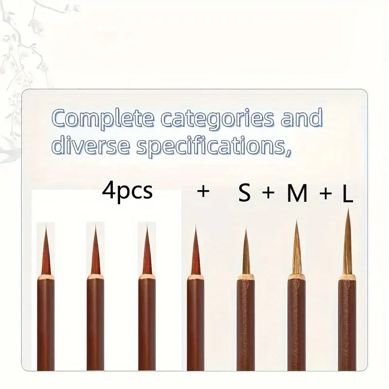 Fine Line Art Brushes, Handmade, Chinese Calligraphy and Precision Designed Digital Painting Brushes