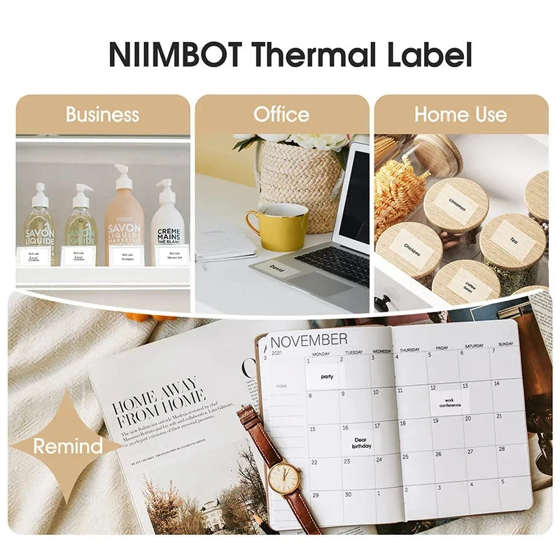 Niimbot B1 Portable Printer White Sticker 2/3/4/5Rolls Waterproof Paper Adhesive Label Printer Residential &Commercial For B21