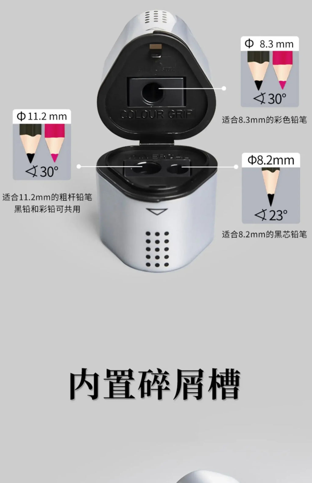 Faber-Castell Grip Trio 3-in-1 Artist Pencil Sharpener Manual Handheld Sharpener for Colored Pencil, Jumbo and Graphite Pencils