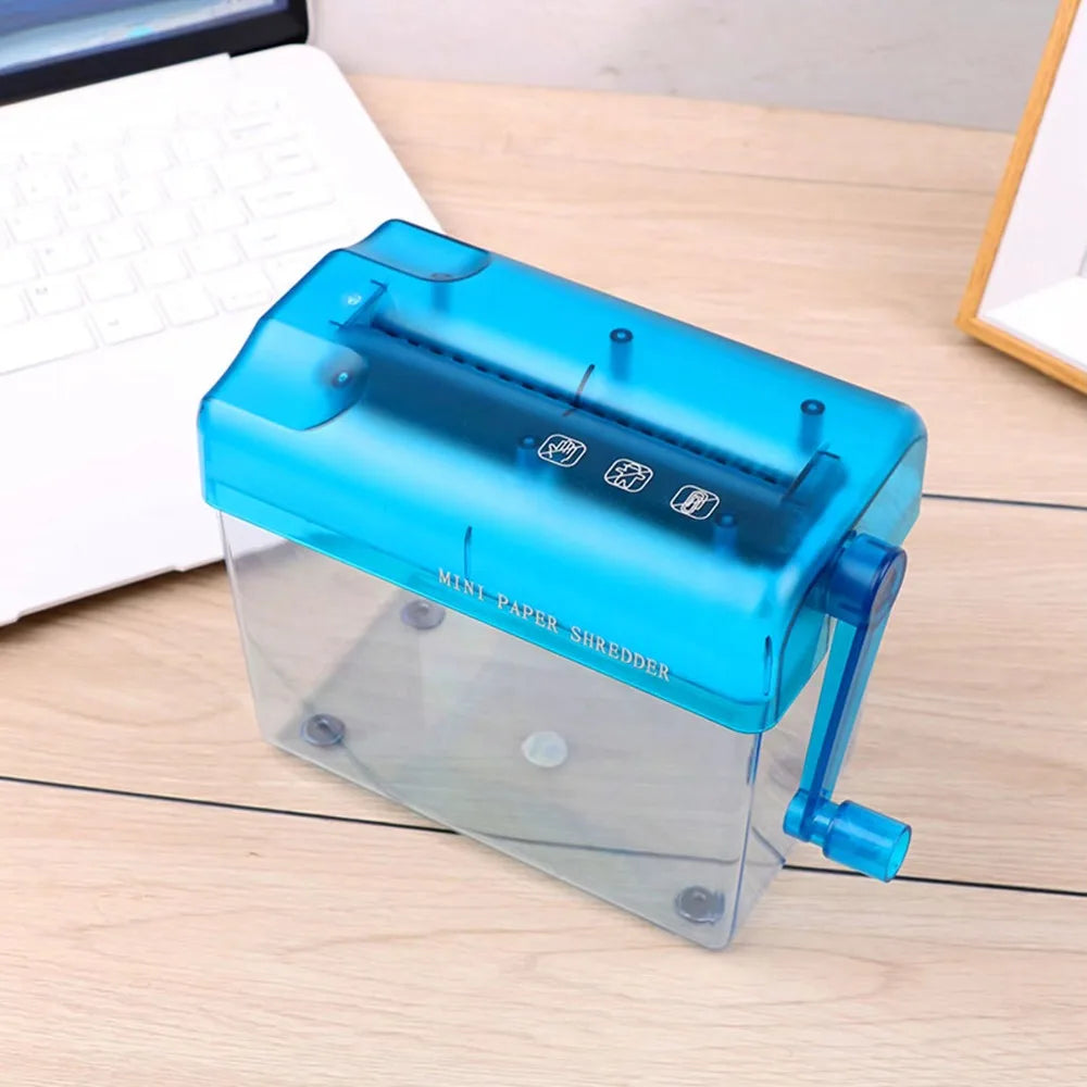 Durable Mini Manual Paper Shredder Transparent Non-slip Base Paper Sharper ABS Hand Crank Document Destroyer Home