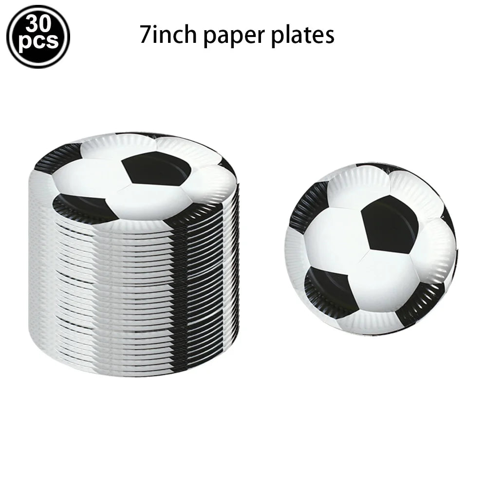 Soccer Party Disposable Tableware Paper Plates Cups Napkins Tablecloth Soccer Birthday Party Decoration