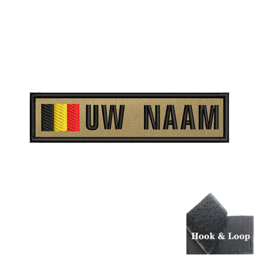 1PC 10cmX2.5cm Custom Name Flag Patch Badge Khaki Iron On Or Hook Loop Netherlands Russia Lithuania France Italy Spain Israel