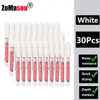 1-90Pcs Waterproof White Long Head Markers Pen 2cm Woodworking Deep Hole Marker Pens Metal Carpenter Black/Red/Blue/Green Ink