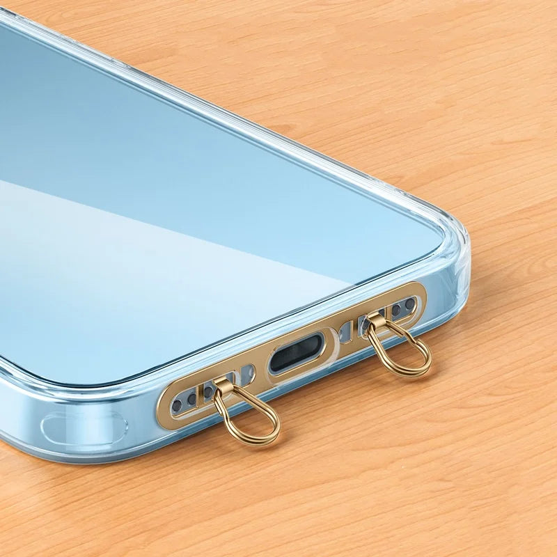 1/2/3Pcs Metal Phone Lanyard Side Hanging Patch For iPhone Stainless Steel Clip Double Buckle Phone Straps Gasket Connect Piece