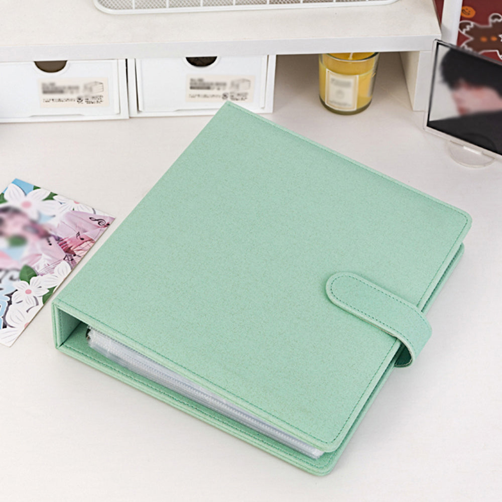 A5 3 Ring Glitter PU Leather Binder with Magnetic Buckle Refillable 4×6 Photo Album Notebook Stationery