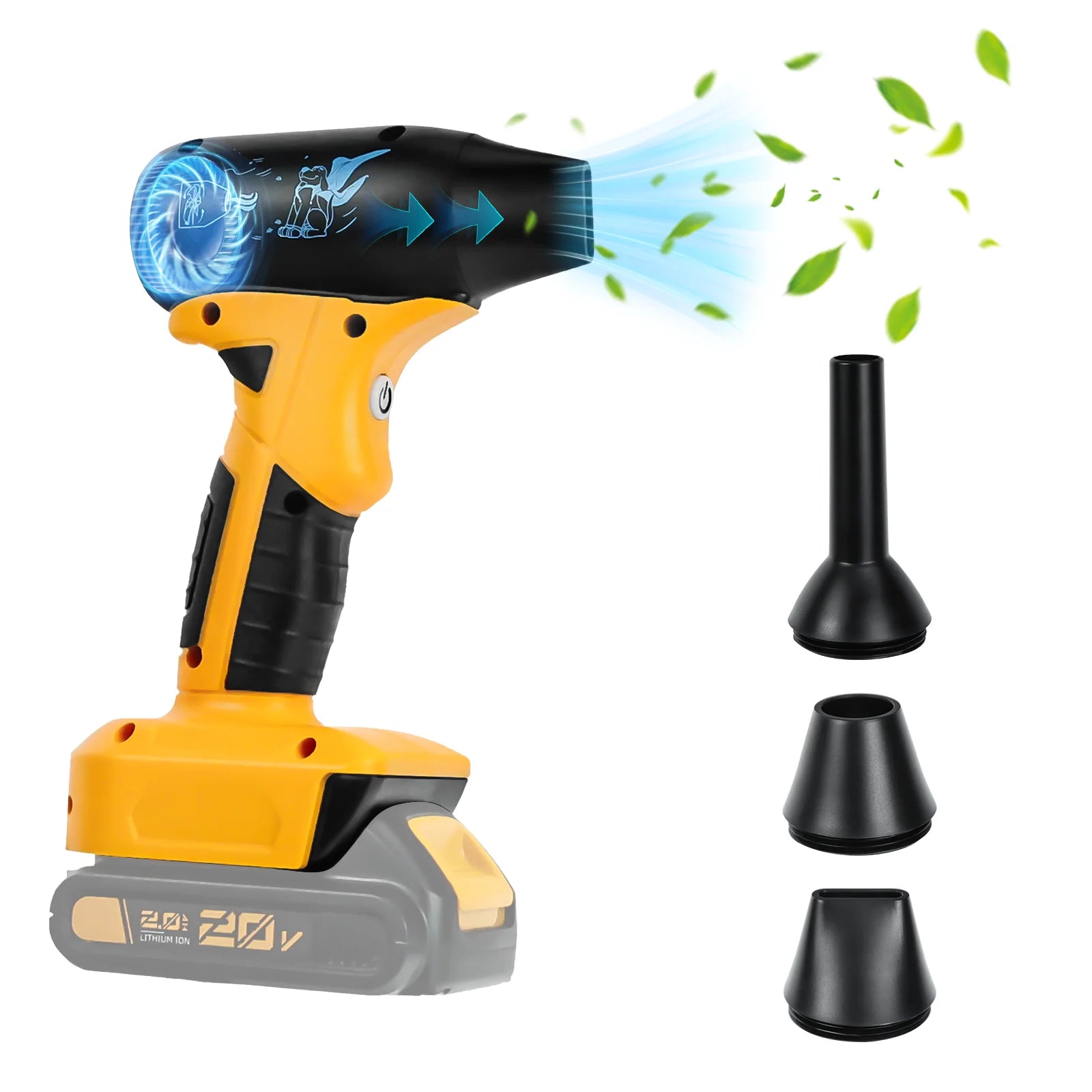 Brushless Electric Turbo Blower Jet Fan 130000RPM 4-Speed Handheld Air Blower Leaf Dust Blowing Tool for Dewalt 20V Battery Pin