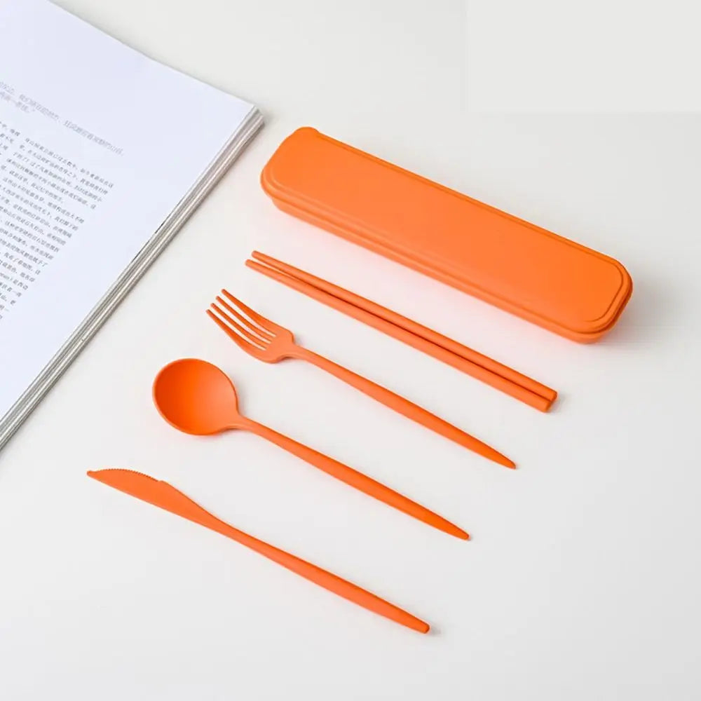 New Wheat straw Wheat Straw Dinnerware Set Eco-Friendly Portable Utensil Box Tableware Cutlery Set Travel