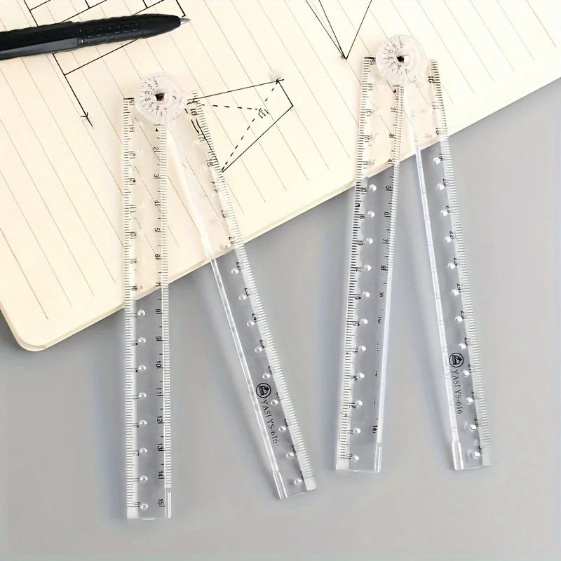 2pcs Shatterproof Clear Acrylic Folding Ruler Flexible and Portable for School Office Home Use Lightweight Measuring Tool