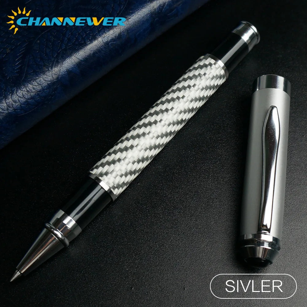 STONEGO Carbon Fiber Signature Pen, Premium Metal Gel Ink Pens Micro Point 0.5mm Black Ink Smooth Writing Ball Pen