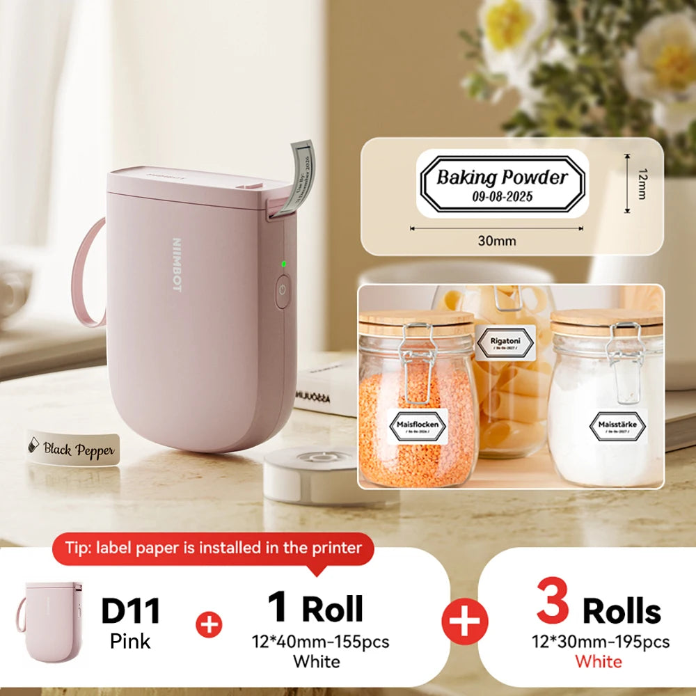 NIIMBOT D11 New Version Label Printer Mini Portable 300DPI Bluetooth Wireless Label Maker Name Tag Kitchen Sticker PrintingMaker